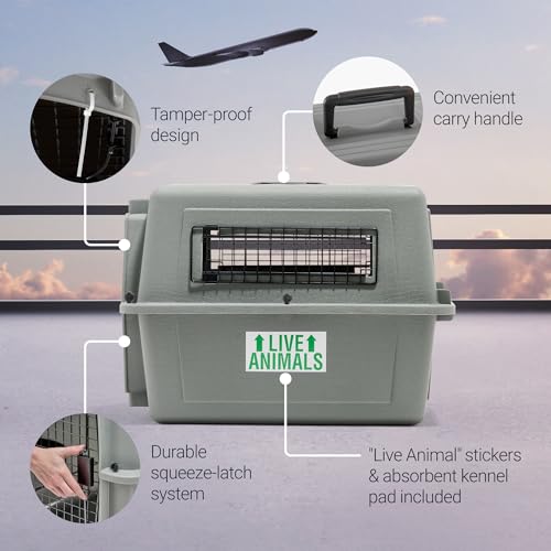 Petmate Sky Kennel For Air and Travel Airline Compliant Dog Crate for Smaller Dog Breeds or Pets up to 15 lbs, Heavy Duty ...