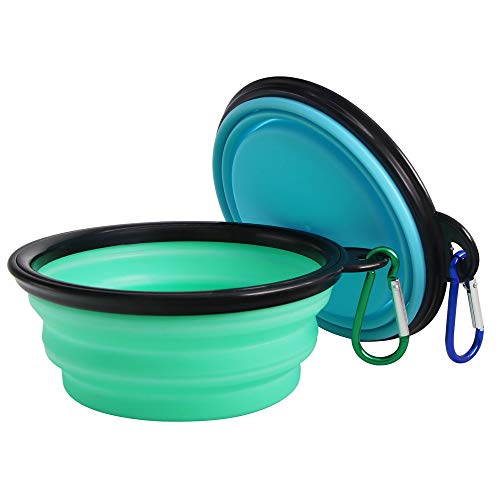 SLSON Collapsible Pet Bowl Dog Bowls 2 Pack, Portable Silicone Pet Feeder, Foldable Expandable for Dog/Cat Food Water Feed...