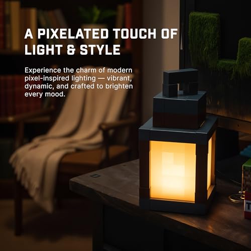 HomeLuvo Pixelated Lantern Night Light Lamp - 16 Color RGB Table or Hanging Pixel Mood Light with Chain - Wall Mountable T...