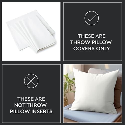 Encasa XO Throw Pillow Covers 18x18 in Set of 2 White | No Inserts | Cotton Pillow Covers for Living Room, Bed, Sofa, Couc...