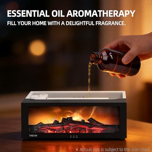 TMEHM Fireplace Flame Air Diffuser Humidifier,7 Colors Aromatherapy Essential Oil Diffuser,Ultrasonic Aroma Humidifier wit...