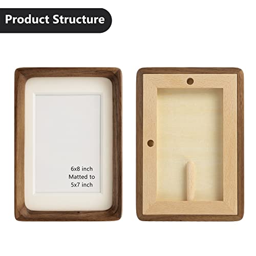 Moudra Handcrafted Solid Wood Picture Frame with Mat for Wall or Tabletop Display, Perfect for Photos and Artwork. (Walnu...