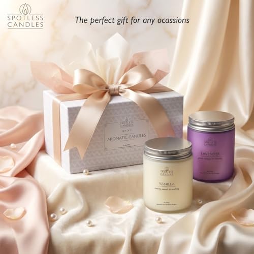 Aromatic Candles Two Pack - 2 x 8 oz Lavender & Vanilla in a Gift Pack, Classic Candle Set for Men and Women by Spotless L...