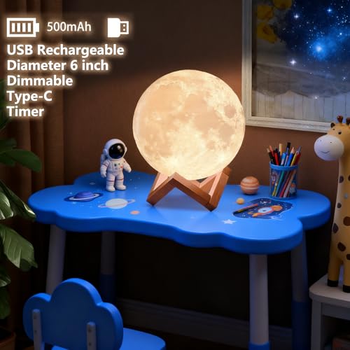 CPLA Moon Lamp Upgrade 128 Colors, Gifts for Kids Girls Boys Teens, Remote & Touch Control, Diameter 6 INCH