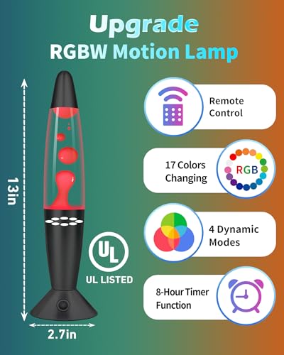 Black Liquid Motion Lamps 17 Colors Changing with Remote, 13.5 Inch LED Night Light for Kids Adults, Mood Lighting Small T...
