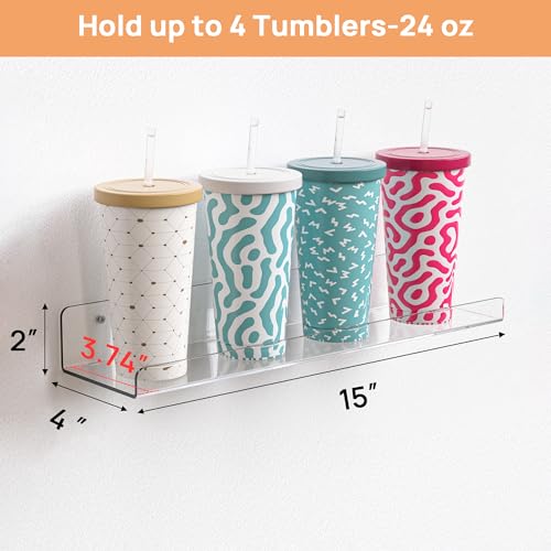 upsimples Acrylic Shelves for Bathroom Storage, 15" Floating Shelves Wall Organizer for Perfume, Make up, Skincare, Kids B...