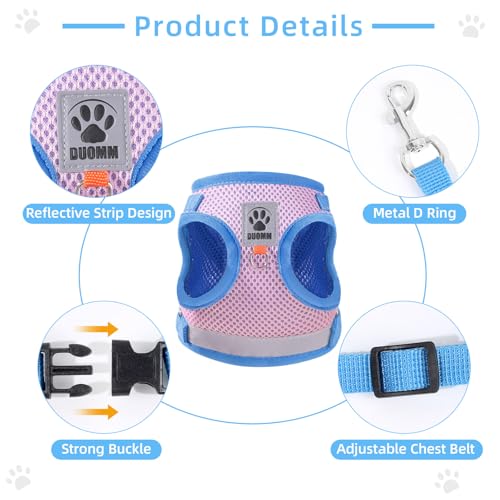 Cat Vest Harness and Leash Set for Walking Escape Proof, Adjustable Kitten Harness Breathable Mesh with Reflective Strips ...