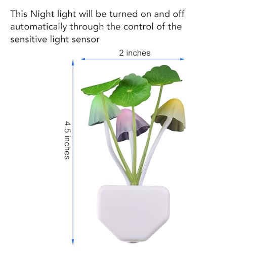 Rienar Sensor Led Night Light, Color Changing Plug-in LED Mushroom Dream Bed Lamp