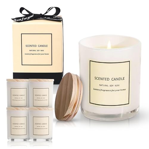 Candles Gifts for Women – 4 Pack Scented Soy Candles Gift Set with Mint, Jasmine, Rose & Caramel – Non Toxic Soy Wax Candl...