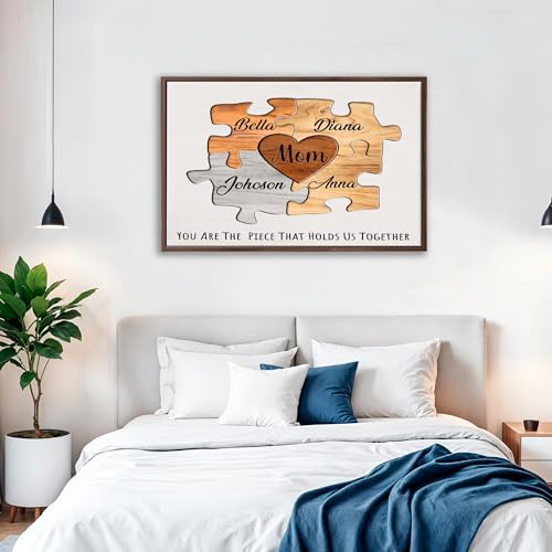 Personalized Mothers Day Idea Gifts for Mom from Daughter Son Kids Husband Custom Puzzles Sign Canvas Prints with Names fo...