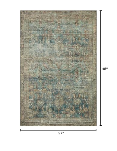 Loloi Magnolia Home by Joanna Gaines Banks Collection BAN-01 Ocean/Spice 2'-3" x 3'-9" .13" Pile Height, Machine Washable,...