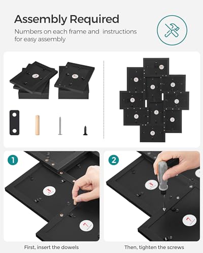 SONGMICS 4x6 Collage Picture Frames, 10-Pack Photo Collage Frame for Wall Decor, Glass Front, Assembly Required, Ink Black...