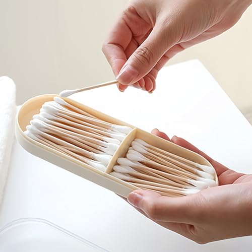 Adorila 2-Pack Travel Cotton Swab & Round Holder, 2-Compartment Organizer with Silicone Band Closure for Luggage & Weekend...