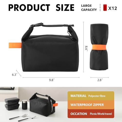 Lunch Bag for Women & Men Fresh Keep Lunch Box, Small Leakproof Cooler Bag Food Lunch Containers High Capacity Reusable Lu...