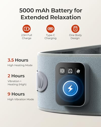 Cordless Heating Massage Pad Customizable Pain Relief with 3 Heat 3 Vibration 3 Timer Settings Wearable and Rechargeable f...