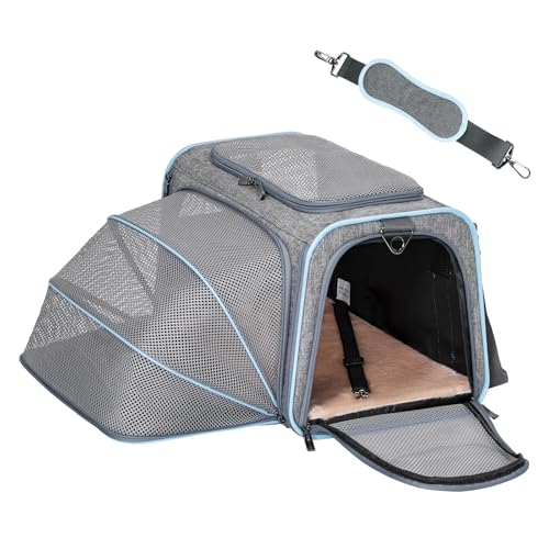 Petsfit Expandable Cat Carrier Dog Carriers,Airline Approved Soft-Sided Portable Pet Travel Washable Carrier for Kittens,P...