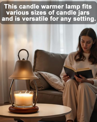 HONGZZI Candle Warmer Lamp with Timer & Dimmer - Electric Candle Light Warmer for Jar Candles, Adjustable Brightness, 2 Re...