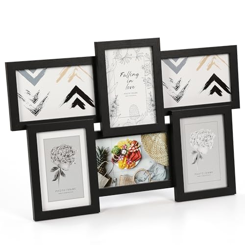 IDEALHOUSE 4x6 Picture Frames Collage Wall Decor, 6-Pack Photo Collage Frame, Multi Picture Frame Set with Glass Front
