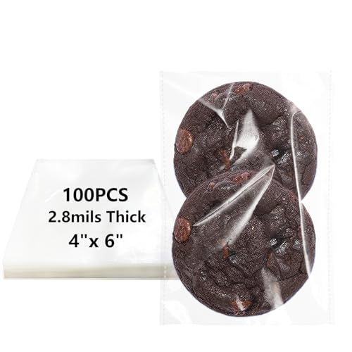 DaTpuik 4x6 Inches 100 Pcs Self Sealing Cellophane Bags Clear Cookie Bags Resealable Cellophane Bag for Packaging Gifts,Co...
