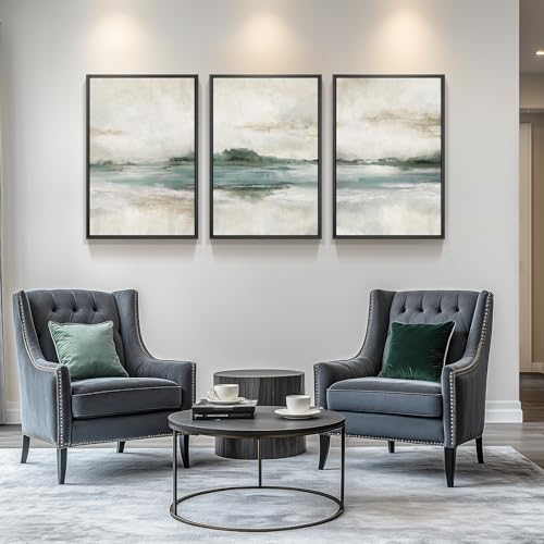 Large Framed Abstract Nature Landscape Wall Art for Living Room, Set of 3 Modern Canvas Prints Paintings Artwork for Wall...