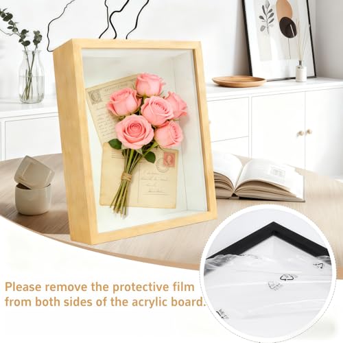 8x10 Shadow Box - Wooden Deep Picture Frame with Shatter-Resistant Panel for Wall Decor | 3D Display Case for Military Med...