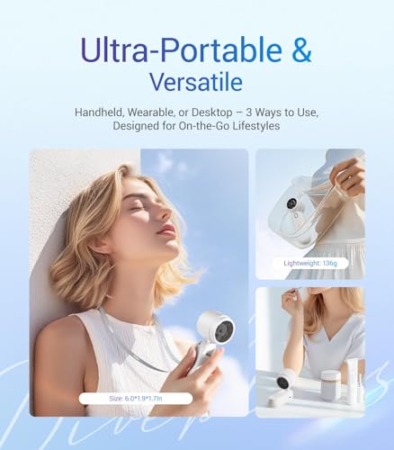 Diveblues Handheld Fan, 30ft/s Mini Portable Turbo Fan [12H Max Cooling], 4000mAh Personal Fan with LED Display, 3-in-1 Ha...