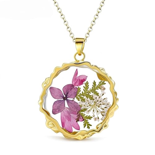 Elondra Birth Flower Necklace,1-12 Birth Month Flower Handmade Pendant Necklaces for Women Personalized Custom Floral Jewe...