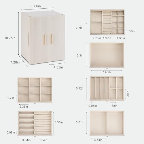 Dajasan Large Jewelry Organizer Box, Jewelry Boxes for Women Girls, 6-Tier Jewelry Storage Organizer with Mirror for Neckl...