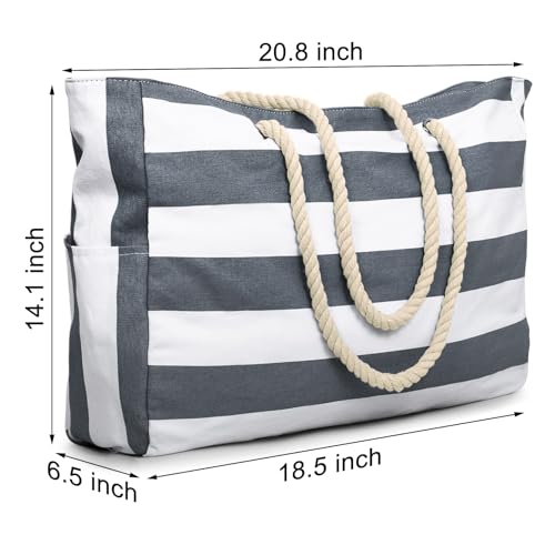 Becokan Beach Bag Large Beach Tote Bag for Women Waterproof Sandproof Swim Pool Bag With Zipper