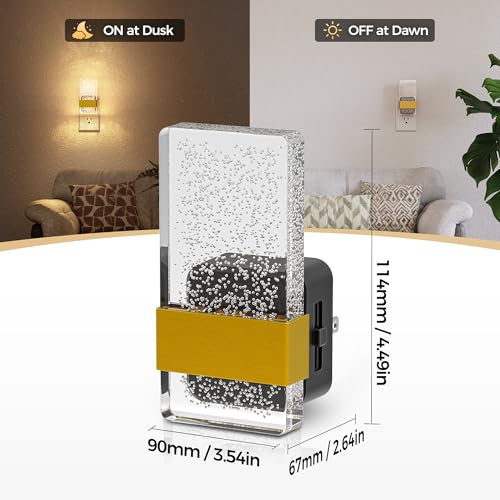 DORESshop LED Night Lights Plug Into Wall [2 Pack], 0-100LM Dimmable Nightlight, Bubble Decorative Night Light with Dusk-t...