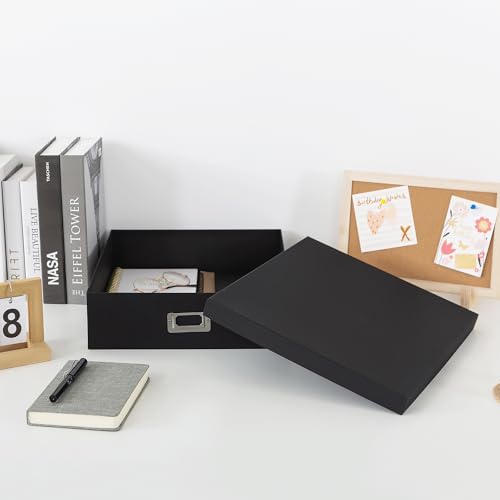 Soul & Lane Photo Storage Box with Lid, 14.8 × 13.0 × 3.7 Inches, Keepsake Memory Organizer, Cardboard Storage for Photo A...