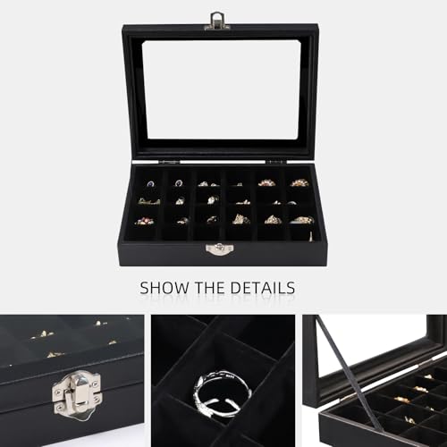Wudygirl Jewelry Organizer Small Jewelry Box Jewelry Tray with Lid Velvet Earring Organizer Jewelry Earrings Holder Ring D...