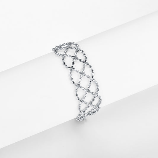 S925 Sterling Silver Hollow Mesh Ring 0.6g Ultra-Light 14-21mm Adjustable 8.4mm Wide Platinum Gold Rose Gold Plated Gift Box