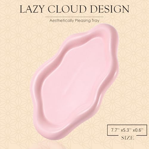 CCINPPY Ceramic Jewelry Tray Trinket Dish, Decorative Cloud Vanity Key Tray for Women, Ring Holder Dish, Cute Jewelry Plat...