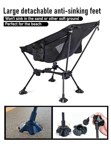 WildCall Lightweight Folding Camping Chair Compact Beach Chair with Anti-Sinking Large Feet