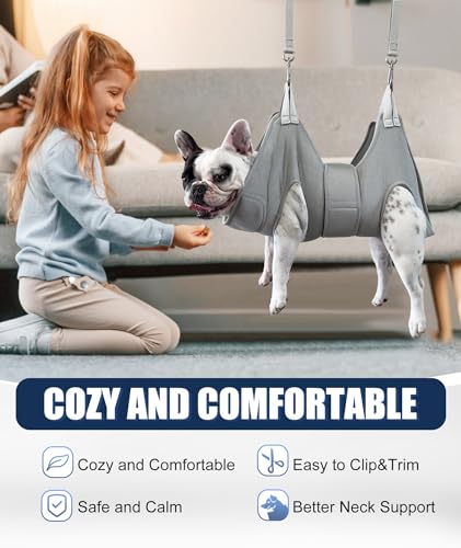 Kkiimatt Dog Grooming Hammock Harness, M-Large Dog Hammock for Nail Trim, Gray Dog Restraint for Nail Clipping,Dog Groomin...