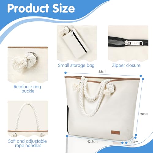 Lekesky Beach Bags for Women Large Waterproof Beach Tote Bags with Zipper Beach Bag Waterproof Sandproof Swim Pool Bag