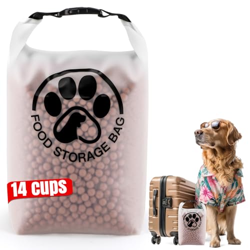 Aosnare Pet Food Storage Bag for Travel - Transparent Leak-Proof Dog Food Container with Roll-Top Closure, Keeps Kibble Fr...