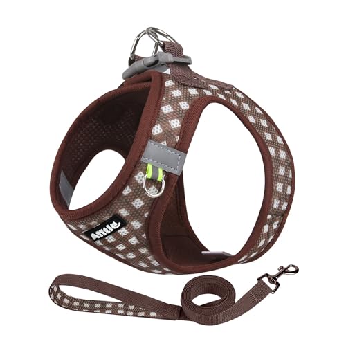 AIITLE Adjustable Dog Harness and Leash Set, Step in No Pull Pet Harness, Soft Mesh Reflective Plaid Vest Harnesses for Sm...
