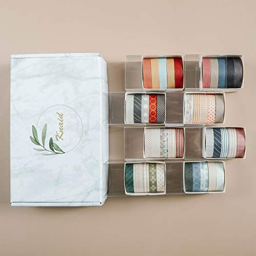 Knaid 40 Rolls of Slim Washi Tape Gift Box Set, Decorative Paper Tapes 10 mm Wide for Scrapbooking, DIY Arts and Crafts, B...
