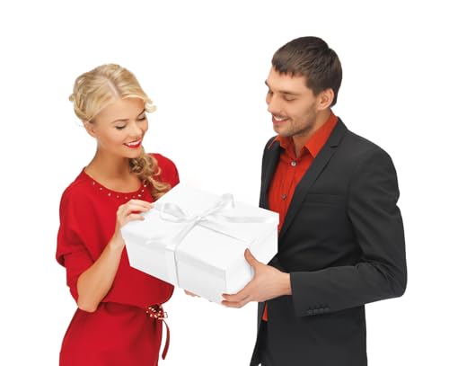 ysmile White Gift Box with Lid for Present Large Collapsible Gift Box with Filler Paper Ribbon for Birthday Anniversary 1...