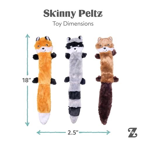 ZippyPaws Skinny Peltz - No Stuffing Dog Toy Pack to Keep Them Busy, for Medium and Large Dogs, Squeaky Pet Toys, Unstuffe...