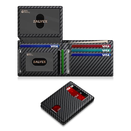 Wallet for Men Slim RFID Blocking Leather Credit Card Holder Wallet for 14 Cards, Bifold Minimalist Thin Wallet with 2 ID ...