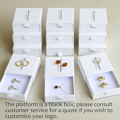 40Pcs White Small Jewelry Boxes 3.54×3.54×1.26in Cardboard Jewelry Gift Boxes Jewelry Packaging for Small Business for Nec...