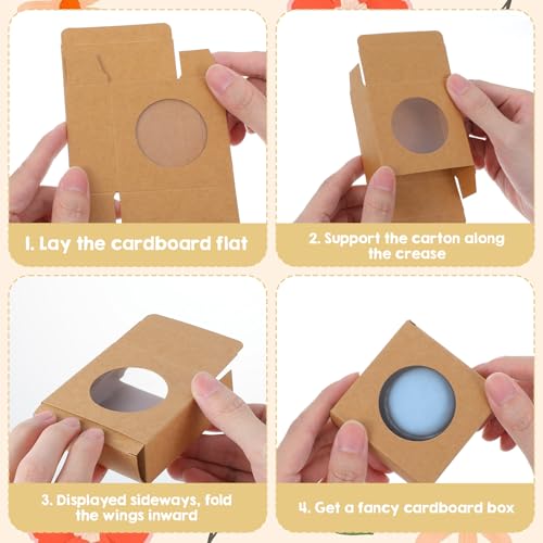 Caeuiciw 120 Pcs Soap Boxes for Homemade, 3 x 3 x 1.2 Inch Small Paper Gift Packaging Boxes with Window, Gift Wrappers for...