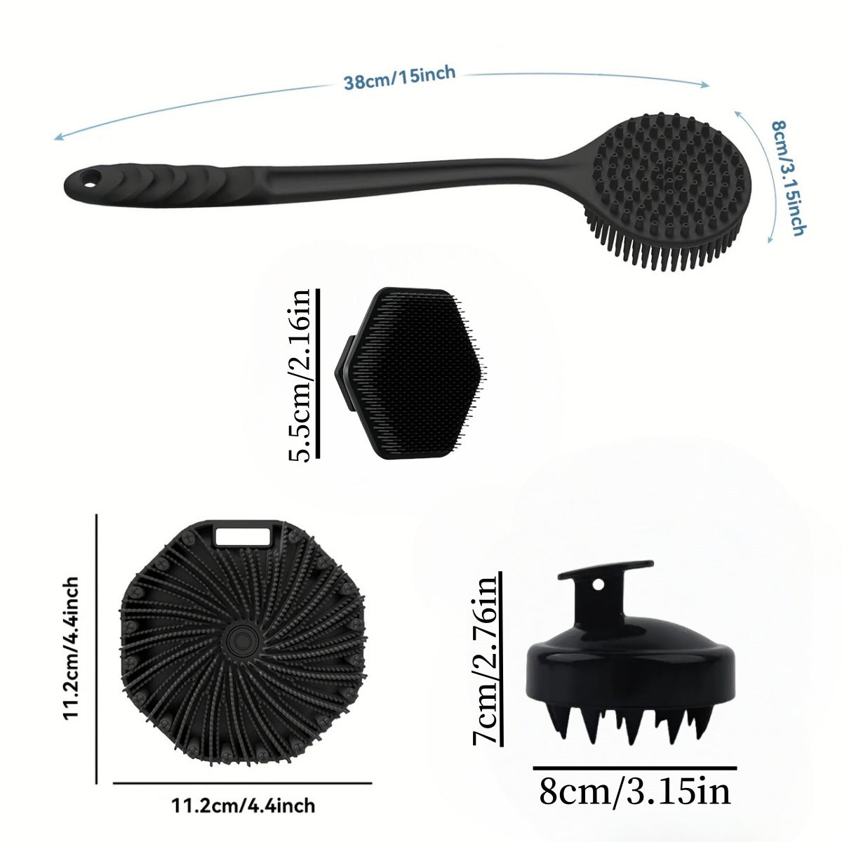 Silicone Bath Brush Four-piece Set Includes A Long-handled Bath A Shower And A Shampoo