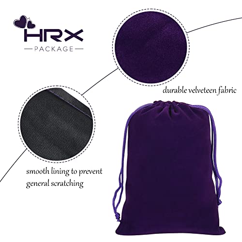 HRX Package 20pcs Velvet Bags, 5x7 inch Purple Cloth Gift Pouches Drawstring Baggies Sacks for Dice Ornament Jewelry