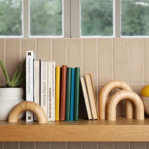 KeerShop 3-Piece Natural Arches Home Decor Set – Aesthetic Shelf Objects, Coffee Table, and Bookshelf Accent, Japandi Mode...
