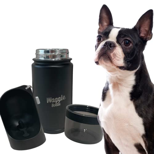 Waggle Bottle Stainless Steel Dog Travel Water Bottle, Double-Wall Vacuum Insulated Portable Dog Water Dispenser, Drink Cu...