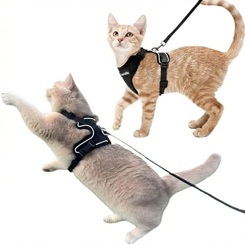 Luxelle 2 Pack Escape-Proof Cat Harness and Leash Set for Walking – Adjustable No Pull Soft Vest with Easy-Wear Buckle, Re...